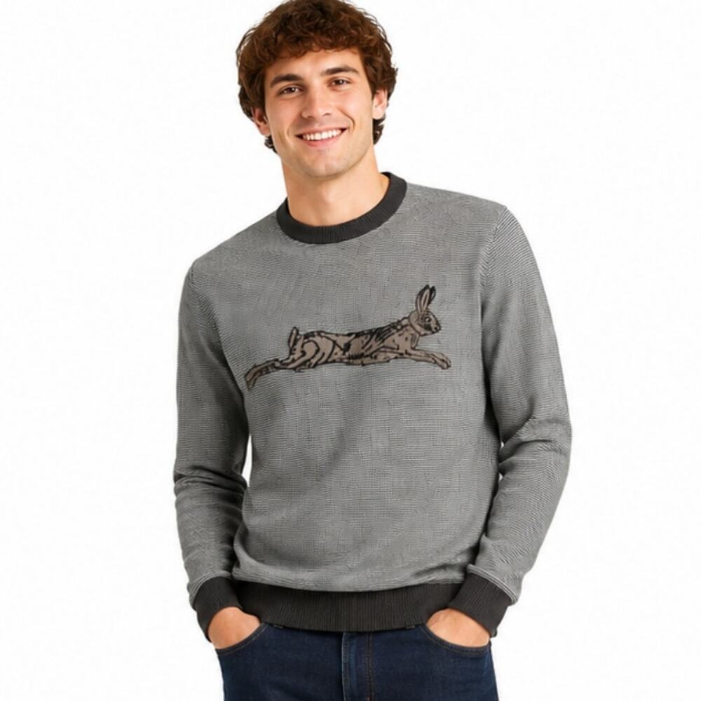 Crosby & Howard Wool Blend Striped Crew Neck Sweater Rabbit Sz. MED